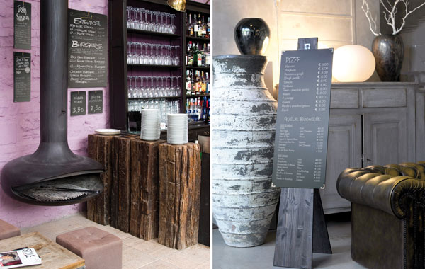 Blackboard / Wandtafel aus PVC, Staffelei / Tafelständer aus Holz in wenge mit PVC-Tafel