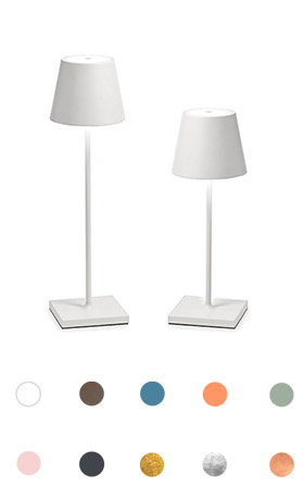 LED-Tischlampen in formschönem Design, mit Farbhinweis
